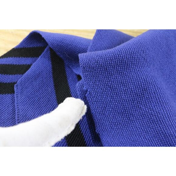 Liz Claiborne Scarf Blue Black Merino Wool Striped Vintage 1987 Hong Kong New - Picture 7 of 8